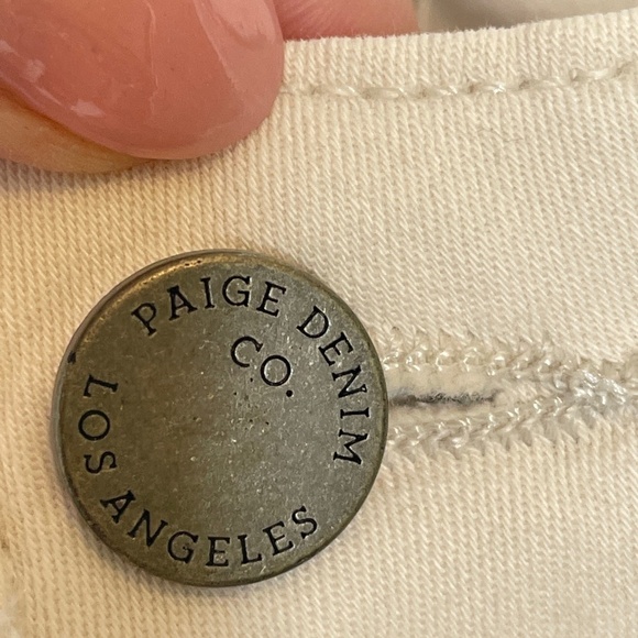 Paige Kylie Cropped Bicycle Print Cruiser Skinny Jeans Taupe Size 30 - Picture 10 of 16